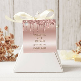 Roos Gold Dripping Glitter Metallic Shine Bedankjes Labels