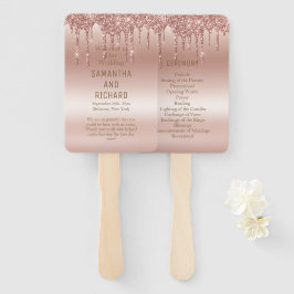 Roos Gold Dripping Glitter Metallic Shine Bruiloft Handwaaier