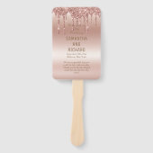 Roos Gold Dripping Glitter Metallic Shine Bruiloft Handwaaier (Voorkant)