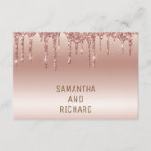 Roos Gold Dripping Glitter Metallic Shine Informatiekaartje (Voorkant)