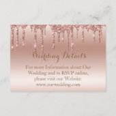 Roos Gold Dripping Glitter Metallic Shine Informatiekaartje (Achterkant)