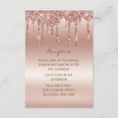 Roos Gold Dripping Glitter Metallic Shine Informatiekaartje (Voorkant)