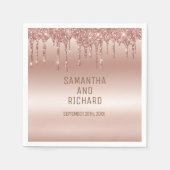 Roos Gold Dripping Glitter Metallic Shine Servet (Voorkant)