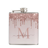 Roos Gold Dripping Glitter Modern Sparkle Monogram Heupfles (Voorkant)