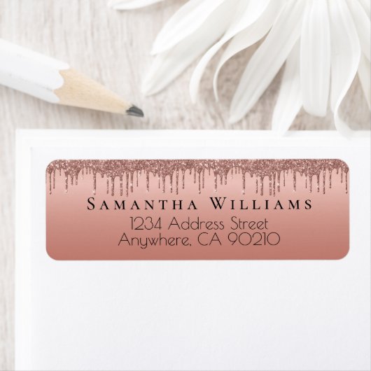 Roos Gold Dripping Glitter Return Address Labels (Insitu)