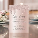 Roos Gold Dripping Glitter Sweet 16 Vrijgezellenfe Kaart<br><div class="desc">Blush Pink - Roos Gold Sparkly en Girly Dripping Glitter Sweet 16 (zestien) Verjaardagsfeest, 1e, 13e, 15e, 18e, 30e, 40e, 60e, 70e, 80e, 90e, 100e vrouwen Verjaardagsfeest, Vrijgezellenfeest, vrijgezellenfeest, Baby shower (Baby Girl), doop, bedrijfsevenement, bruiloft Jubilea Sjabloon of quinceanera Celebration, uitnodigingsfeest. Dit is de perfecte moderne, chique, trendy en elegante...</div>