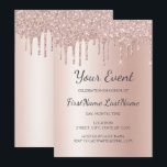 Roos Gold Dripping Glitter Sweet 16 Vrijgezellenfe Kaart<br><div class="desc">Blush Pink - Roos Gold Sparkly en Girly Dripping Glitter Sweet 16 (zestien) Verjaardagsfeest, 1e, 13e, 15e, 18e, 30e, 40e, 60e, 70e, 80e, 90e, 100e vrouwen Verjaardagsfeest, Vrijgezellenfeest, vrijgezellenfeest, Baby shower (Baby Girl), doop, bedrijfsevenement, bruiloft Jubilea Sjabloon of quinceanera Celebration, uitnodigingsfeest. Dit is de perfecte moderne, chique, trendy en elegante...</div>