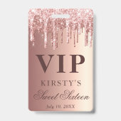 Roos Gold Dripping Glitter Sweet Sixteen VIP Badge (Back)