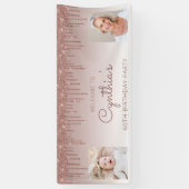 Roos Gold Dripping Glitter Twee foto 60e verjaarda Spandoek (Verticaal)