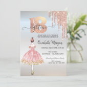 Roos Gold Drips Ballerina Silver 18e verjaardag Kaart (Staand voorkant)