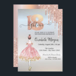 Roos Gold Drips Ballerina Silver 18e verjaardag Kaart<br><div class="desc">Elegant roos goudglitter drupt en een ballerina op een gouden achtergrond van het roos.</div>