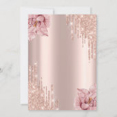 Roos Gold Drips Bloemen Wijnbrunch & Bubbly Kaart (Achterkant)