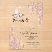 Roos Gold Drips Brunch & Bubble Vrijgezellenfeest Acryl Uitnodigingen (Voorkant)