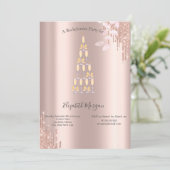 Roos Gold Drips Champagneglas Bachelorette Kaart (Staand voorkant)