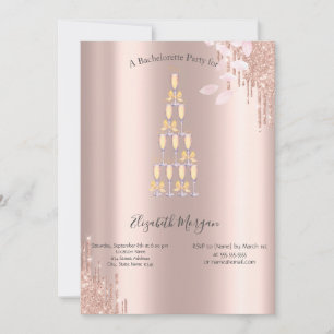 Roos Gold Drips Champagneglas Bachelorette Kaart