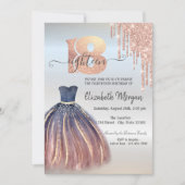 Roos Gold Drips Chic Dress Silver 18e verjaardag Kaart (Voorkant)