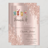 Roos Gold Drips Cocktails Brunch & Bubbly Kaart (Voorkant / Achterkant)