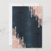 Roos Gold Drips Dress, donkerblauw 18e verjaardag Kaart (Achterkant)