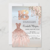 Roos Gold Drips Dress Flower Silver 18th Birthday Kaart (Voorkant)