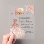 Roos Gold Drips Dress Silver 18e verjaardag Acryl Uitnodigingen (Insitu (Draagbaar))