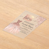 Roos Gold Drips Dress Silver 18e verjaardag Acryl Uitnodigingen (Laagn)