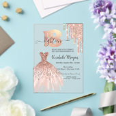 Roos Gold Drips Dress Silver 18e verjaardag Acryl Uitnodigingen (Insitu (Huwelijk))