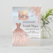 Roos Gold Drips Dress Silver 18e verjaardag Kaart (Staand voorkant)
