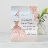 Roos Gold Drips Dress Silver 40th Birthday Kaart (Staand voorkant)