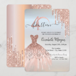 Roos Gold Drips Dress Silver 40th Birthday Kaart