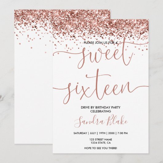 Roos Gold Drips Girly Modern Drive beroemd gemaakt Kaart (Voorkant / Achterkant)