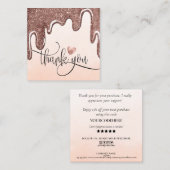 roos Gold Drips Heart Bedankt voor uw bestelling Vierkante Visitekaartje (Voorkant / Achterkant)