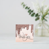 roos Gold Drips Heart Bedankt voor uw bestelling Vierkante Visitekaartje (Staand voorkant)