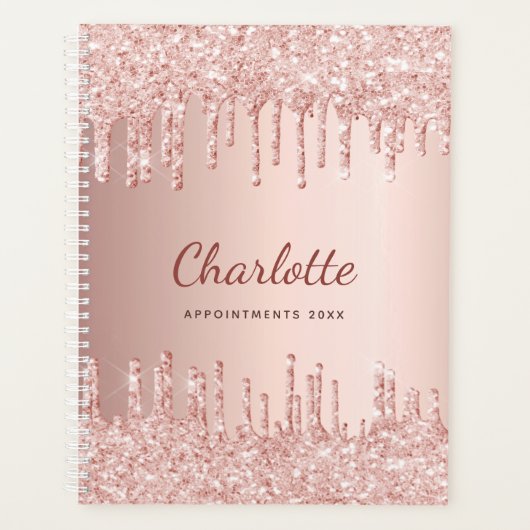 Roos Gold Drips Monogram Naam 2025 Planner (Voorkant)