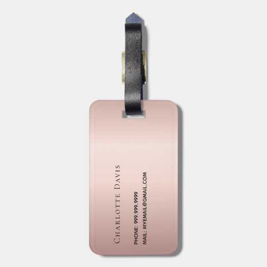 Roos Gold Drips Monogram Naam Bagagelabel (Achterkant verticaal)