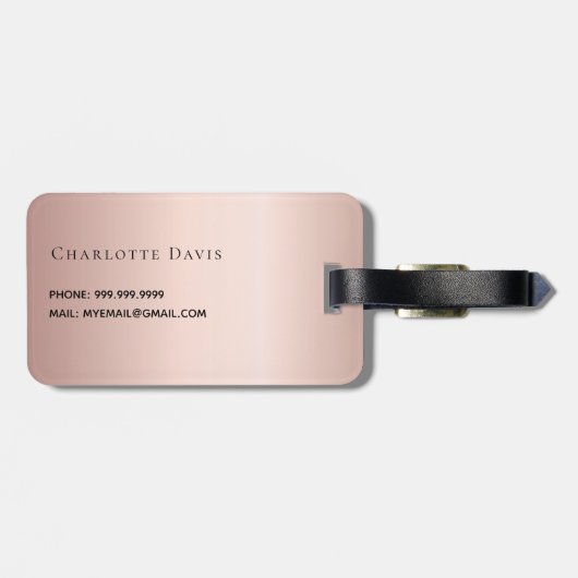 Roos Gold Drips Monogram Naam Bagagelabel (Achterkant horizontaal)