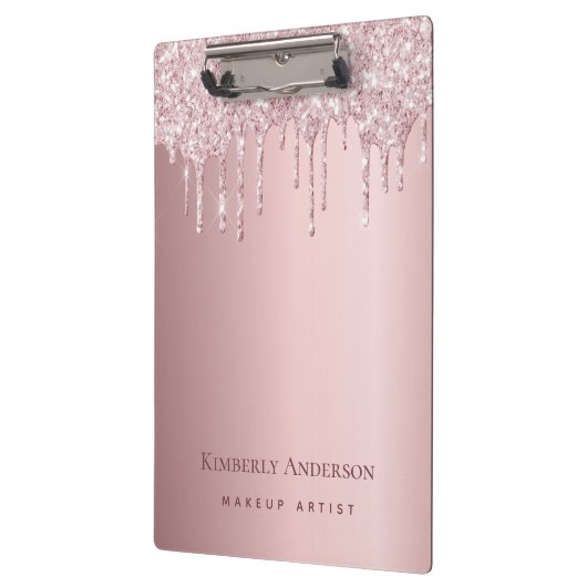 Roos Gold Drips Monogram Zakelijk Klembord (Links)