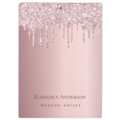 Roos Gold Drips Monogram Zakelijk Klembord (Achterkant)