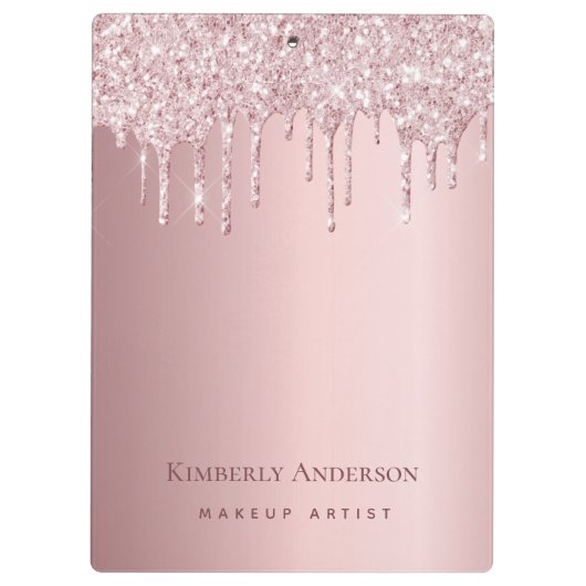 Roos Gold Drips Monogram Zakelijk Klembord (Achterkant)