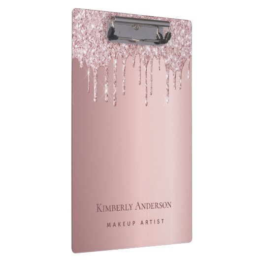 Roos Gold Drips Monogram Zakelijk Klembord (Rechts)