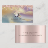 Roos Gold Drips Retro Mixer Flowers Holografisch Visitekaartje (Voorkant / Achterkant)