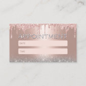 Roos Gold Drips Silver Glitter Salon Appointment Afsprakenkaartje (Voorkant)