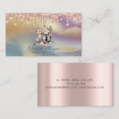 Roos Gold Drips Taart Mixer Flowers Holographic Visitekaartje (Voorkant / Achterkant)