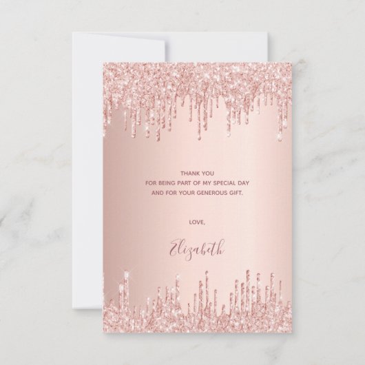 Roos Gold Drips Verjaardag Dank je kaart (Achterkant)
