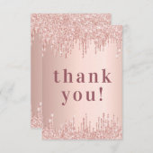 Roos Gold Drips Verjaardag Dank je kaart (Voorkant / Achterkant)