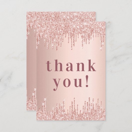 Roos Gold Drips Verjaardag Dank je kaart (Voorkant / Achterkant)