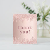 Roos Gold Drips Verjaardag Dank je kaart (Staand voorkant)