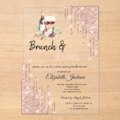 Roos Gold Drips Wijndruiven Vrijgezellenfeest Acryl Uitnodigingen (Voorkant)