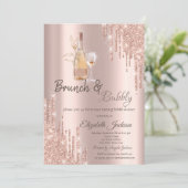 Roos Gold Drips Wijnglas Brunch & Bubbly Kaart (Staand voorkant)