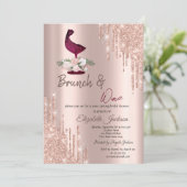 Roos Gold Drips Wijnglas Vrijgezellenfeest Kaart (Staand voorkant)