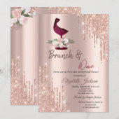 Roos Gold Drips Wijnglas Vrijgezellenfeest Kaart (Voorkant / Achterkant)